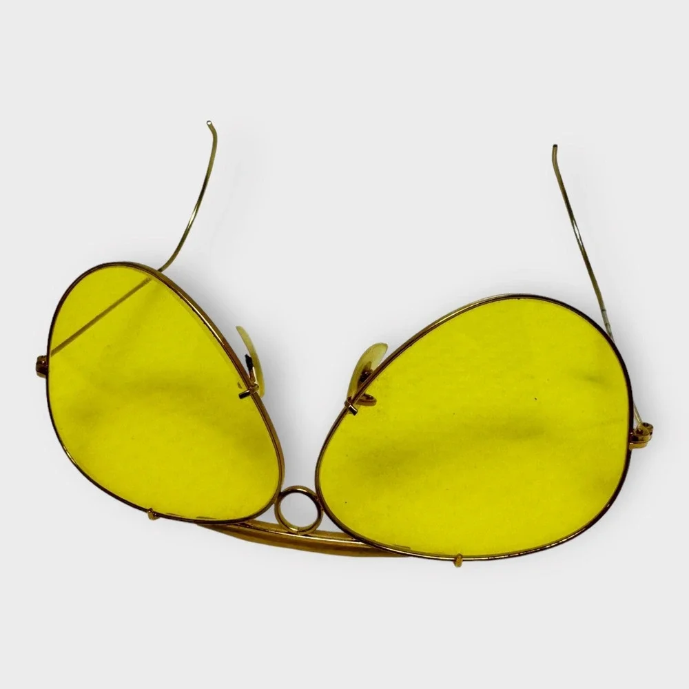 1960s VINTAGE RAY-BAN BULLET HOLE SHOOTING AVIATOR SUNGLASSES USA GOLD‎ TONE